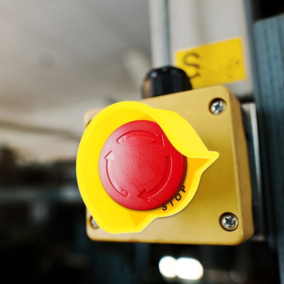 Luxshiny 4Pcs Yellow Emergency Stop Button Protective Cover Durable Plastic Safety Guard for Home Use