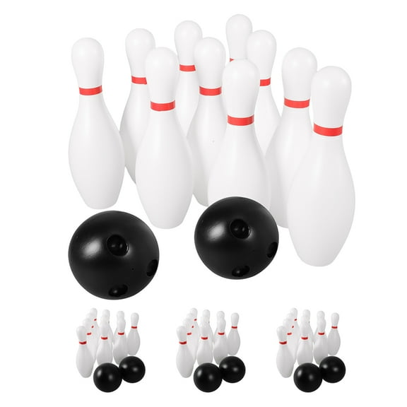 Luxshiny 4Sets Lightweight Plastic Bowling Set for Lawn and Backyard Outdoor Games with Easy Grip Bowling Balls