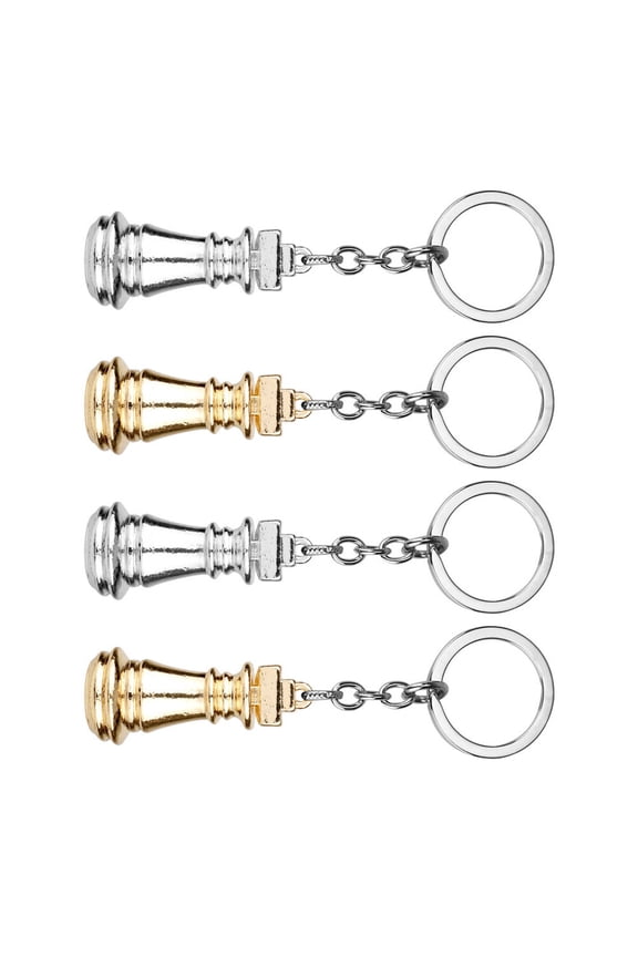 4-Piece Alloy Golden Chess Keychain Set for Kids and Everyday Use Key Holder