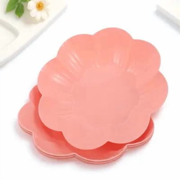 Luxshiny 4pcs Flower Shaped Serving Tray for Food Serving in Red Color