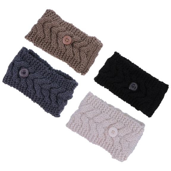 Luxshiny Button Headband Assorted Color Soft Breathable Stylish Winter Wear 4Pcs