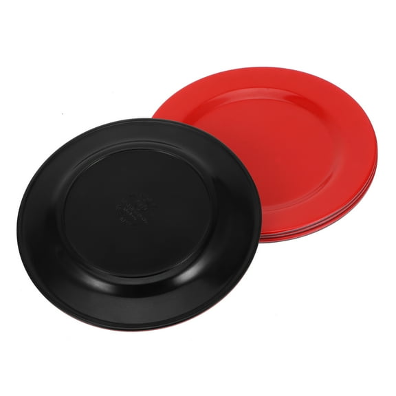 Luxshiny 4pcs Red Reusable Plastic Plates Durable Heat Resistant Plates For Family Dinners Outdoor Picnics