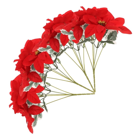 Luxshiny 4pcs Winter Flowers Artificial Bouquet In Red For Floral Decor At Events