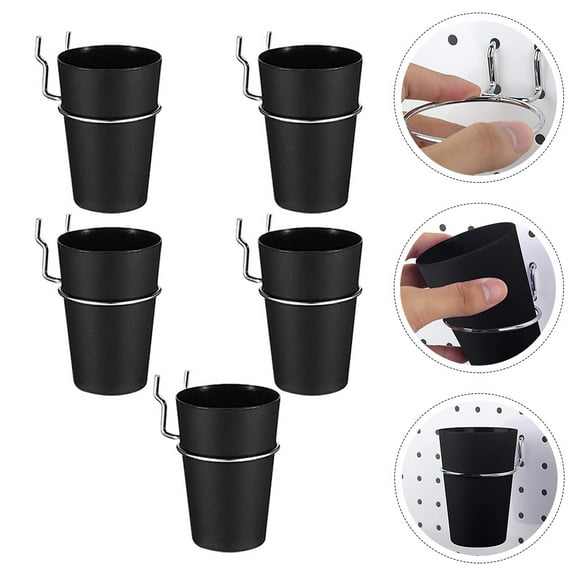 Luxshiny 5 Sets Pegboard Accessories Black Stainless Steel Wall Mounting for Office