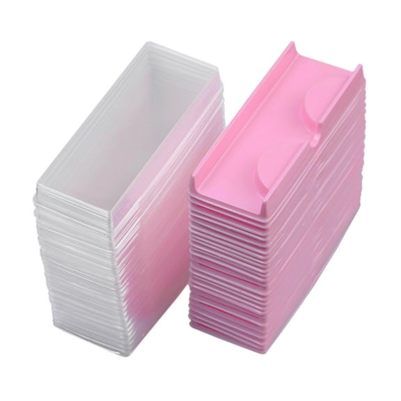 Luxshiny 50 Sets Storage Box for Eyelash with Pink Plastic Material for Easy Open and Close Professional Beauty Salons