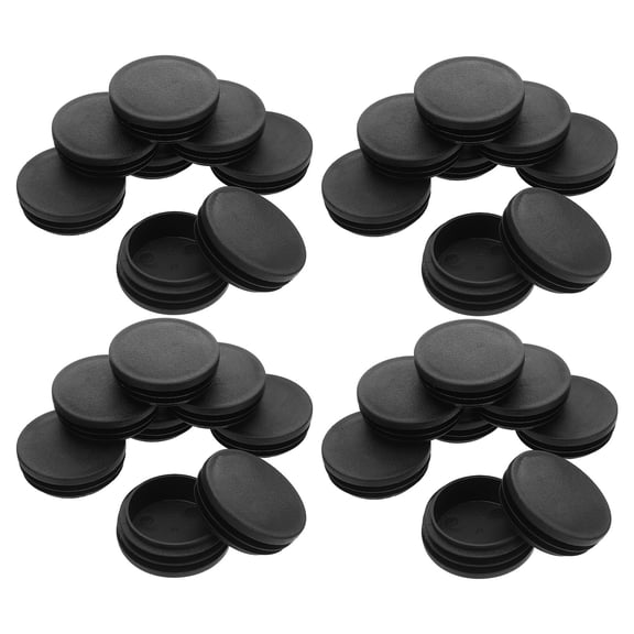 Luxshiny 50Pcs Black Round Plastic End Cap Plugs for Chair Stool Legs Furniture Floor Protectors and Stability