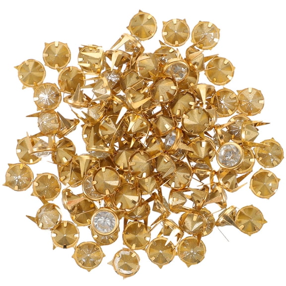Luxshiny 50 Pcs Crystal Rhinestone Rivets for Clothes, Bags, Shoes - Golden Decorative for Crafting