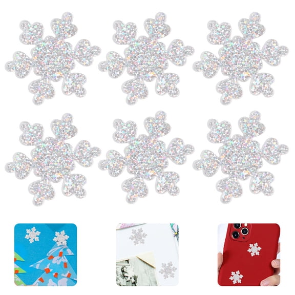 Luxshiny 50Pcs Glitter Snowflake Ornament DIY Accessories for Craft Enthusiasts Christmas Design