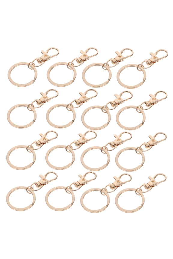 50Pcs Golden Zinc Alloy Key Rings with Lobster Clasp Wear Resistant Key Chains