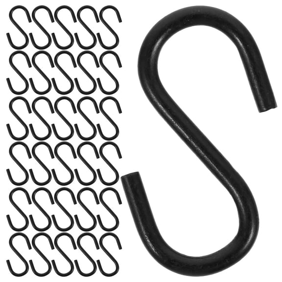 Luxshiny Black Metal Small S Hooks for Hanging Towels Clothes Hats 50 Pieces