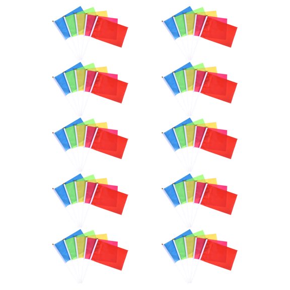 Luxshiny 50Pcs Multipurpose Flags Handheld Flags Red Polyester for Celebrations