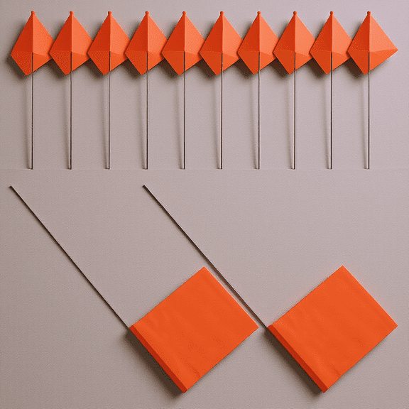 Luxshiny 50pcs Yellow Marking Flags Steel PVC for Surveying Garden Tools