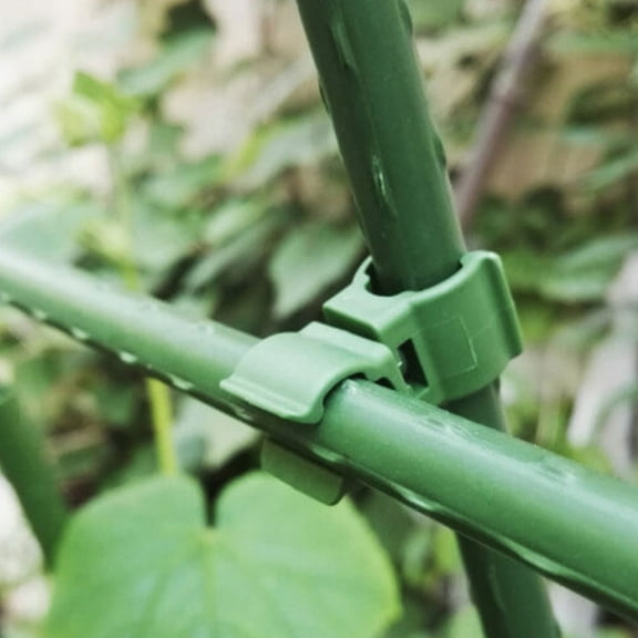 Luxshiny 50Pcs Outdoor Green Plant Trellis Connector Plastic Adjustable Stake Clip for Gardening