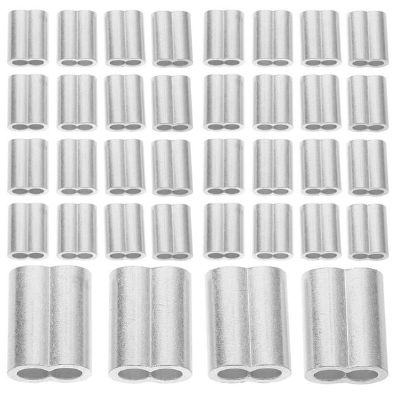 Luxshiny 50Pcs Wire Rope Aluminum Sleeves Silver Crimp Loop Clamp for Construction Use