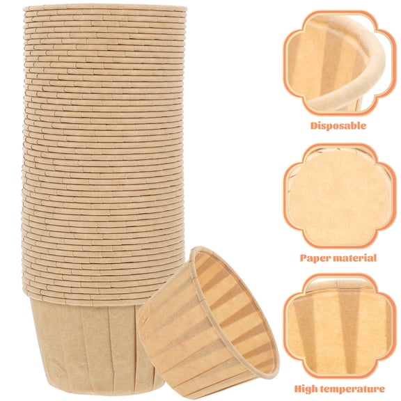 Luxshiny 50Pcs Portable Beige Cupcake Liners Thickened Disposable Baking Cups for Home and Travel