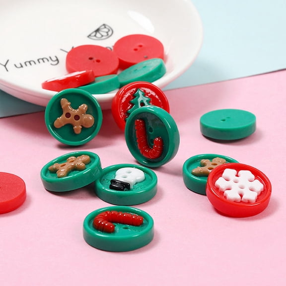 Luxshiny 50Pcs DIY Assorted Color Resin Round Buttons for Holiday Season Projects