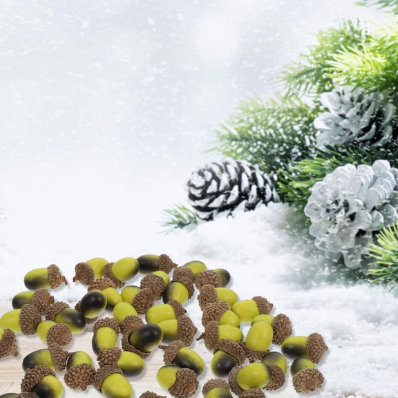Luxshiny 50Pcs Lifelike Artificial Acorns Olive Green Small Simulated Acorn Decor for Home
