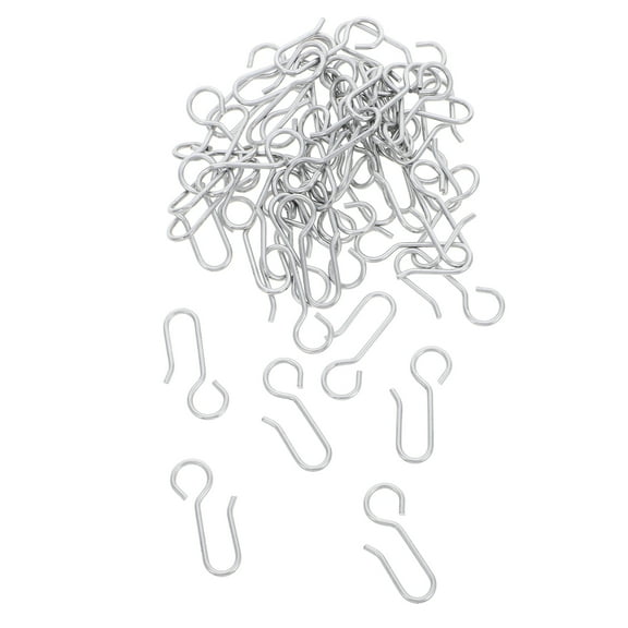 Luxshiny 50Pcs Small Silver Curtain Hooks for Ceiling Track Durable Stainless Steel Drapery Wire Hooks