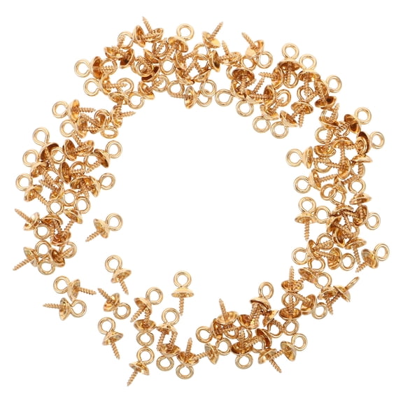 Luxshiny 50 Pieces Golden Stainless Steel Screw Eye Pins for Jewelry Making, Charm Connectors, Craft Supplies