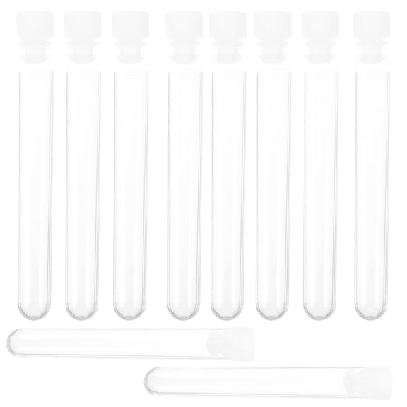 Luxshiny 50-Pack Transparent PS Test Tubes with Lids, Test Vials for Laboratory and Scientific Use