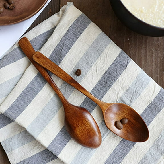Luxshiny 5PCS Wood Mixing Spoon Light Brown Japanese Style Eco-friendly Kitchen Utensils for Everyday Use