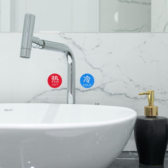 Luxshiny 5Pairs Hot Cold Water Sticker Labels for Shower Durable Acrylic Home Use