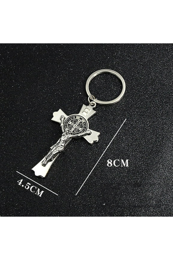 5-Pack Plated Jesus Cross Keychains, Stylish Pendant Keyrings with Design