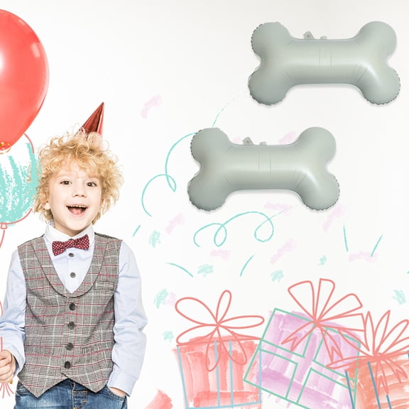 Luxshiny 5Pcs Beige Aluminum Film Balloons Dog Bone Shape Decorative Balloons for Birthday Party Supplies