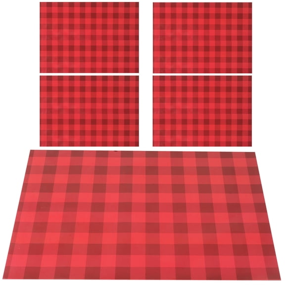 Luxshiny 5-Pack Birthday Wrapping Paper Rolls Black Red Checkered Copperplate Design for Party and Present Wrapping