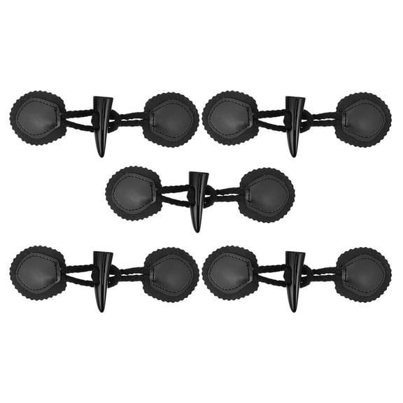LITINKIMI Black Resin Horn Buttons Vintage Toggle Design for Clothing 5Pcs