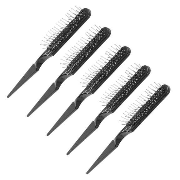 Luxshiny 5Pcs Black Styling Comb Rat Tail Brush for Easy Detangling and Curl Definition
