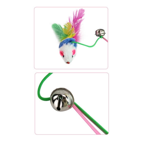 Luxshiny 5Pcs Cat Mouse Teaser Stick with Bell to Keep Cats Energetic and Healthy