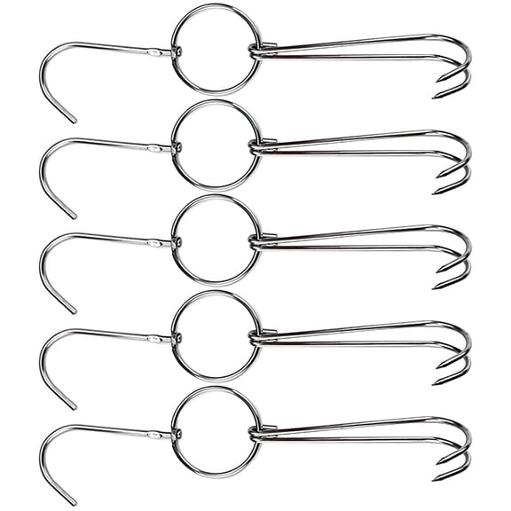 Luxshiny Set of 5 Stainless Steel Chinese Bacon Hanging Hooks - Kitchen Hanging Tool for Cooking and Food Preparation