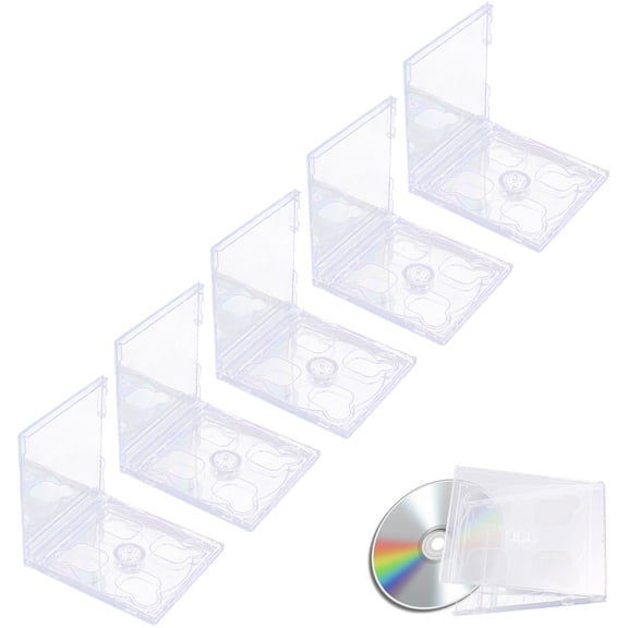 Luxshiny 5Pcs Clear Cd Storage Holder Plastic Dual Tray Media Video Storage Case