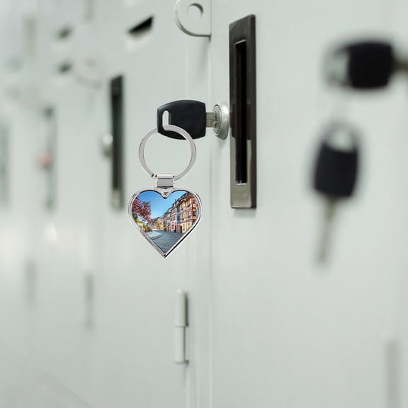 Luxshiny 5Pcs Cute Keychain Metal Blank Design Heart Shaped for DIY Holiday Use