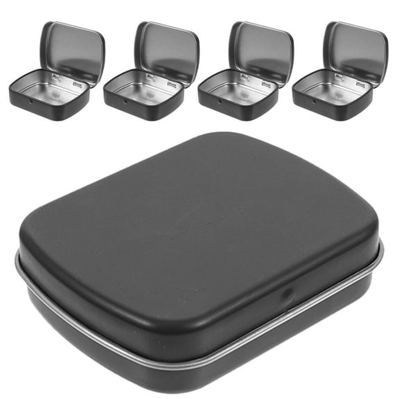 Luxshiny 5Pcs Durable Black Metal Tin Boxes with Lids Portable Organizer for Small Craft Items