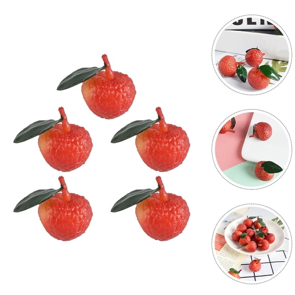 Luxshiny 5Pcs Artificial Lychee Decor with Realistic Red PVC Simulation for Home and Photo Props