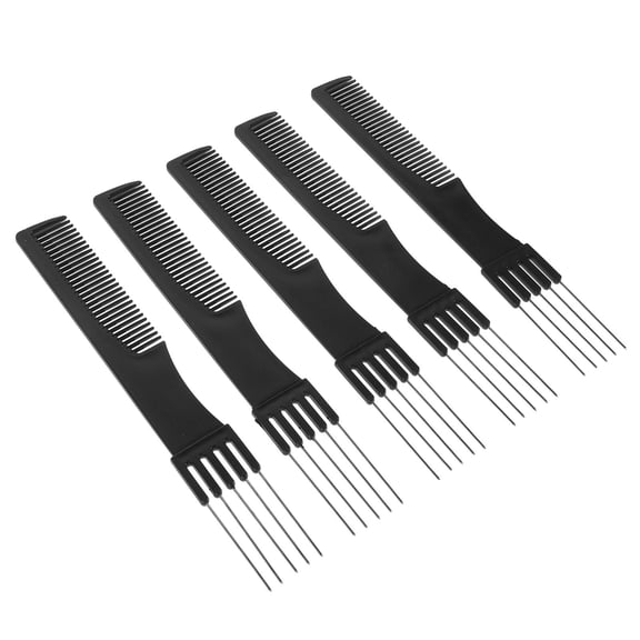 Luxshiny 5Pcs Hairdressing Comb Metal Hair Pick Black Ergonomic Styling Tool for Decoration