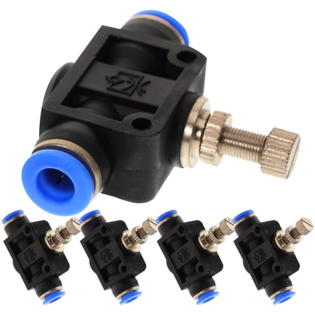 Luxshiny 5-Pack Inline Throttle Valve Black Pneumatic Tube Connector for Air Fittings and Tubing
