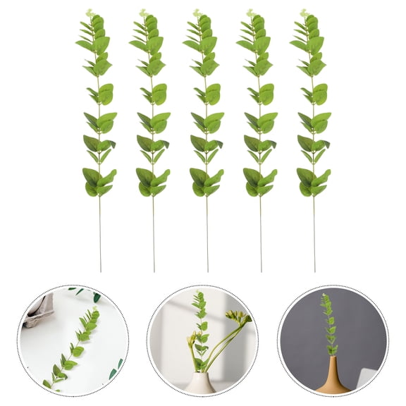 Luxshiny 5Pcs Leaf Shape Fake Plants Decor Green Plastic Craft Enthusiasts Flower Arrangement