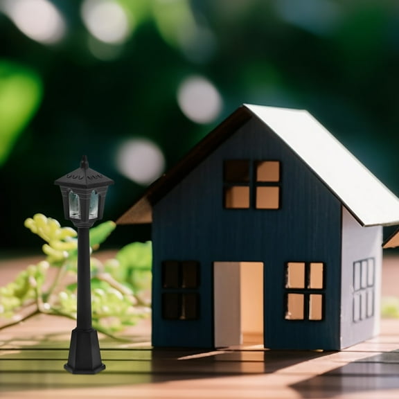 Luxshiny 5Pcs Mini Village Building Light Black Plastic Decorative for Fairy Garden Scene