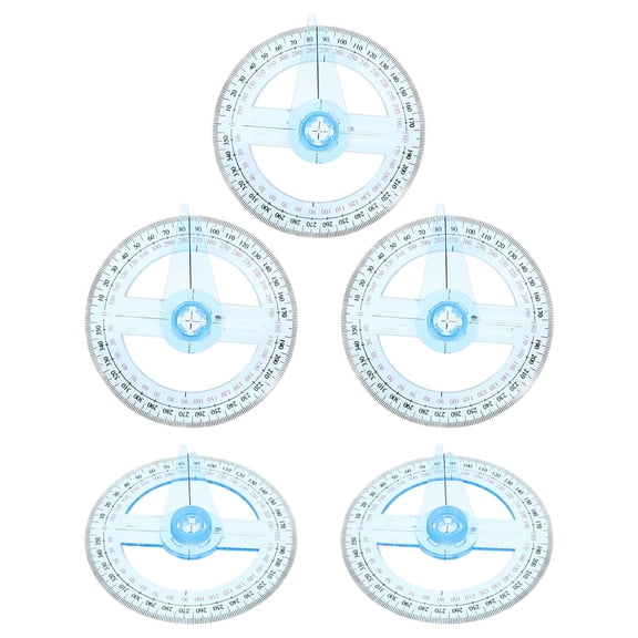 Luxshiny 5-Pack Multi-Color Circular Plastic Protractors for , Drafting, and Office Use, and Accurate