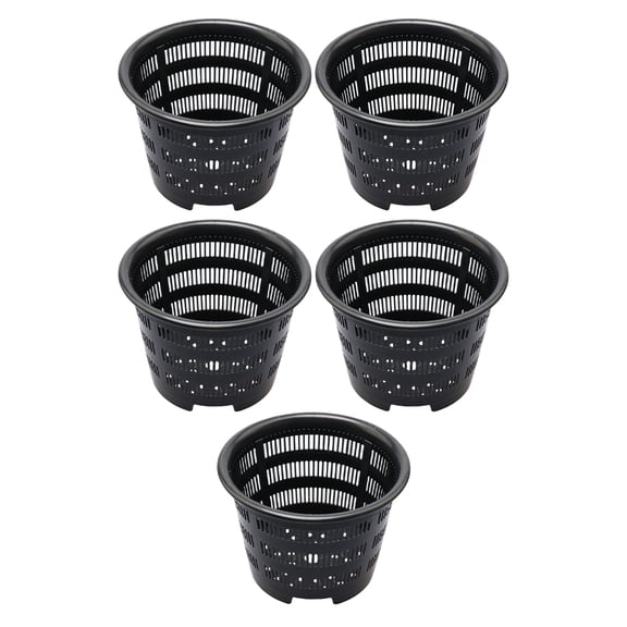 Luxshiny 5-Pack Black Plastic Net Pots for Hydroponics, Flowerpots with Simple Stylish Design