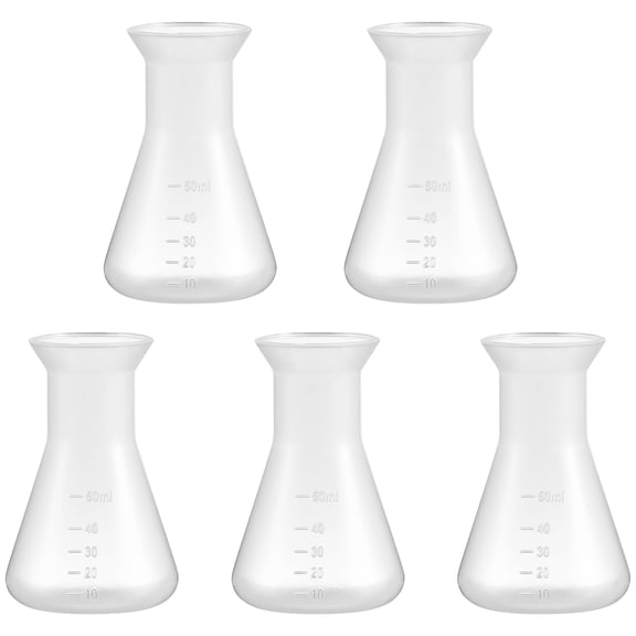 Luxshiny 5Pcs Plastic Erlenmeyer Flasks Transparent Conical Bottles with Precise Scale for Laboratory Use