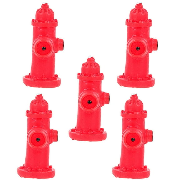 Luxshiny 5Pcs Resin Fire Hydrant Models Red Fire Hydrant Shape for Micro Landscaping
