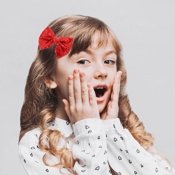 Luxshiny 5Pcs Bow Shaped Hair Clip Chiffon Cloth Red Hair Styling Daily Use