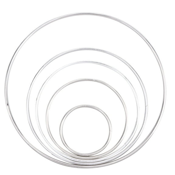 Luxshiny 5Pcs Silver Metal Hoops Sturdy Iron Rings for DIY Dreamcatcher Macrame and Home Art Projects