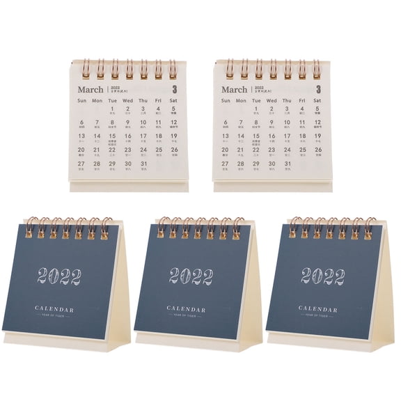 Luxshiny 5Pcs Smooth Paper Desktop Calendar Foldable Navy for Office Home and Meeting Room Decoration