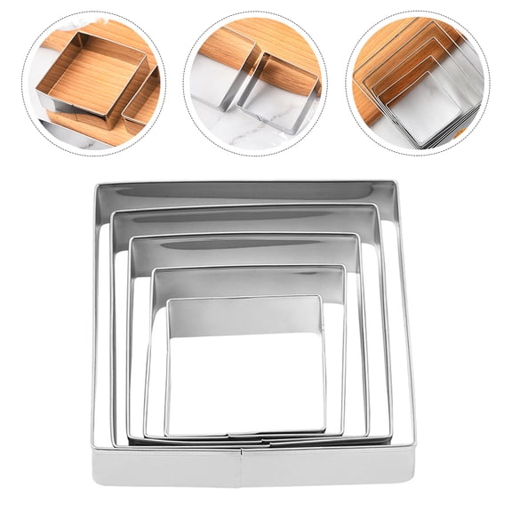 Luxshiny 5Pcs Square Cookie Cutter Set Metal Biscuit Mold for Baking Cakes and Pastries