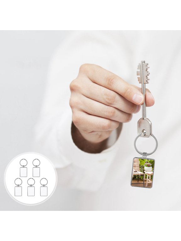5 Pack Sublimation Keychains, Metal Key for Heat Transfer, Custom Photo Decoration Blanks, Craft Supplies